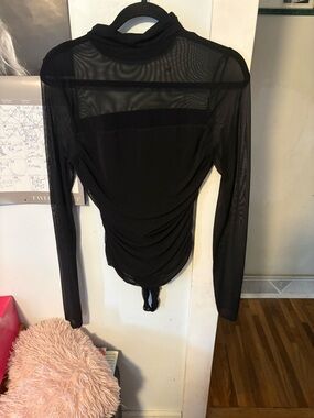 Amazon Black Sheer Long-Sleeve Bodysuit with Turtleneck.